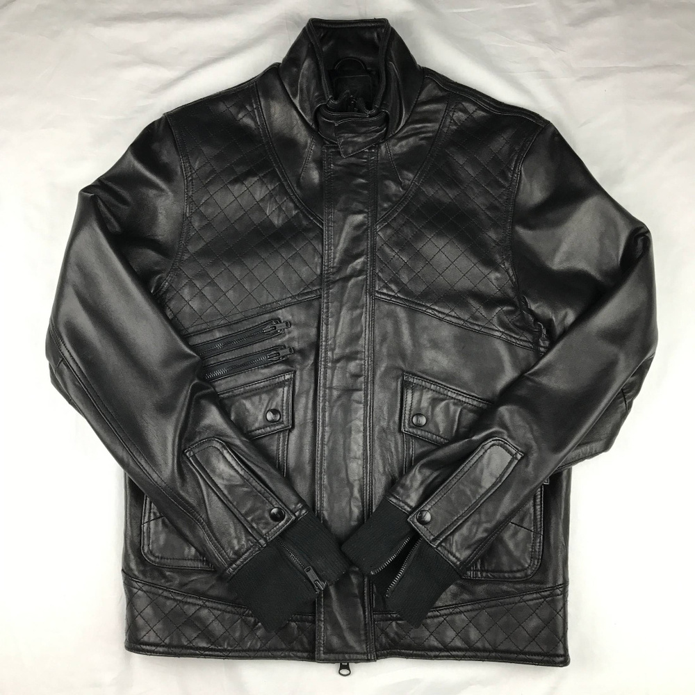 Public School Black Leather Moto Jacket